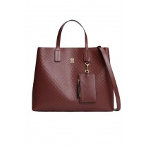 TOMMY HILFIGER ICON SATCHEL MONO ΤΣΑΝΤΑ ΓΥΝΑΙΚΕΙΑ BORDEAUX