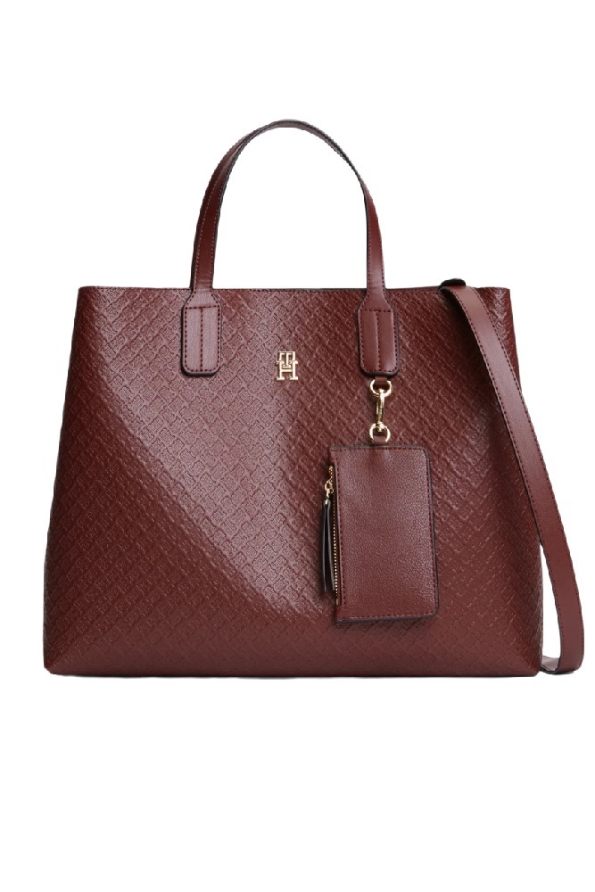 TOMMY HILFIGER ICON SATCHEL MONO ΤΣΑΝΤΑ ΓΥΝΑΙΚΕΙΑ BORDEAUX