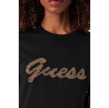 GUESS CN BEADS SCRIPT T-SHIRT ΜΠΛΟΥΖΑ ΓΥΝΑΙΚΕΙΑ BLACK