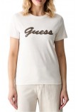 GUESS CN BEADS SCRIPT T-SHIRT ΜΠΛΟΥΖΑ ΓΥΝΑΙΚΕΙΑ OFF WHITE