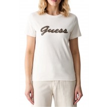 GUESS CN BEADS SCRIPT T-SHIRT ΜΠΛΟΥΖΑ ΓΥΝΑΙΚΕΙΑ OFF WHITE