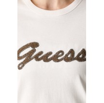 GUESS CN BEADS SCRIPT T-SHIRT ΜΠΛΟΥΖΑ ΓΥΝΑΙΚΕΙΑ OFF WHITE