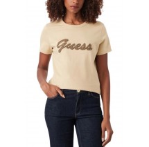 GUESS CN BEADS SCRIPT T-SHIRT ΜΠΛΟΥΖΑ ΓΥΝΑΙΚΕΙΑ BEIGE