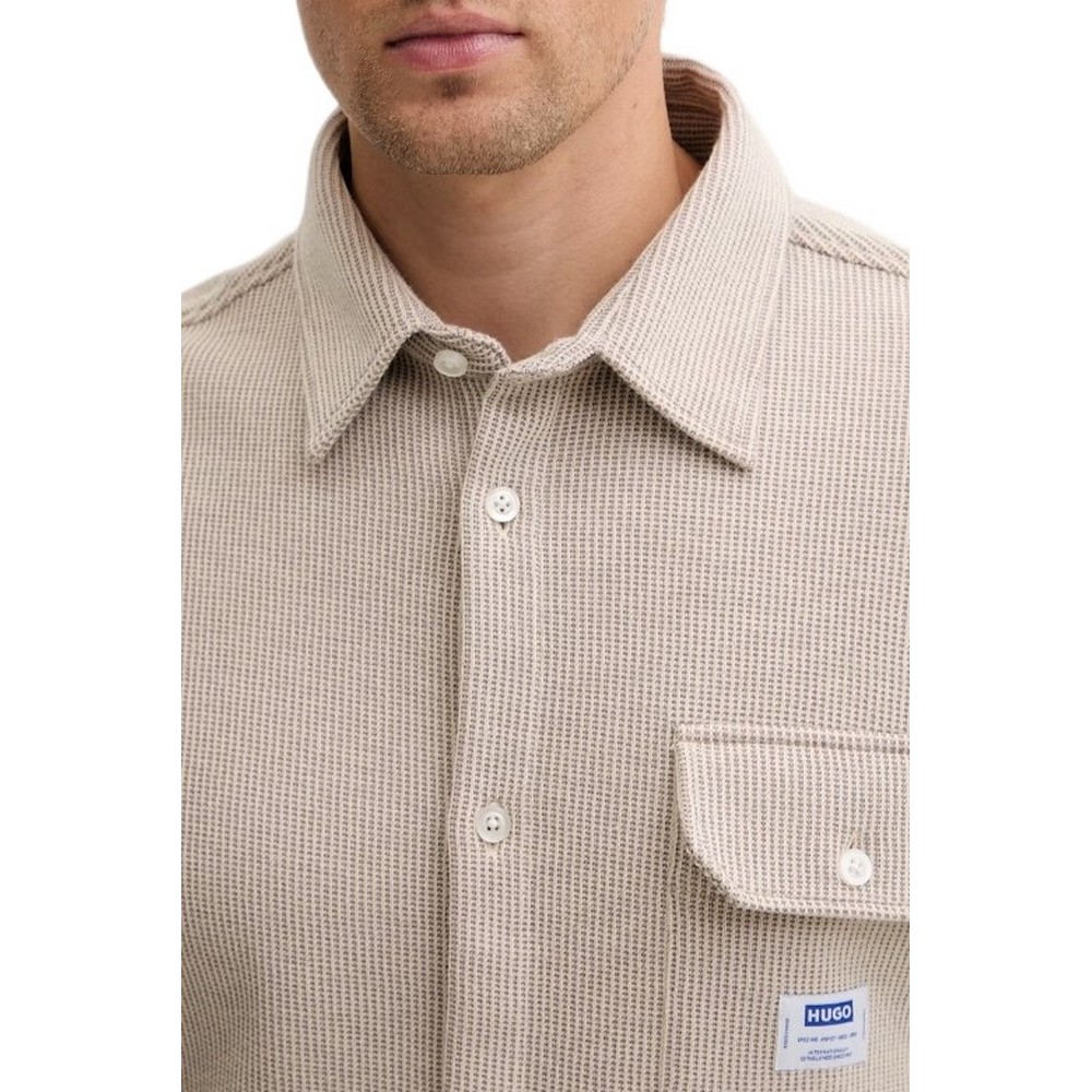HUGO BOSS BUSINESS SHIRT EBAFFINO ΠΟΥΚΑΜΙΣΟ ΑΝΔΡΙΚΟ BEIGE