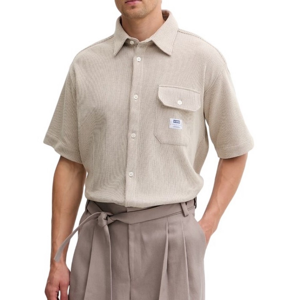 HUGO BOSS BUSINESS SHIRT EBAFFINO ΠΟΥΚΑΜΙΣΟ ΑΝΔΡΙΚΟ BEIGE