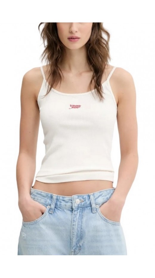 TOMMY JEANS SCRIPT STRAPPY TOP ΤΟΠ ΓΥΝΑΙΚΕΙΟ WHITE