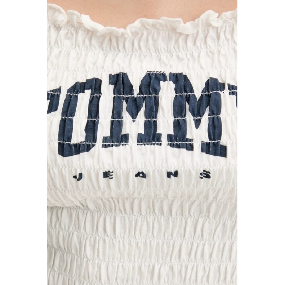 TOMMY JEANS  SMOCK VARSITY BRALETTE ΤΟΠ ΓΥΝΑΙΚΕΙΟ OFF WHITE