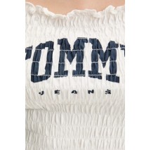 TOMMY JEANS  SMOCK VARSITY BRALETTE ΤΟΠ ΓΥΝΑΙΚΕΙΟ OFF WHITE
