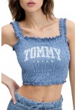 TOMMY JEANS  SMOCK VARSITY BRALETTE ΤΟΠ ΓΥΝΑΙΚΕΙΟ BLUE