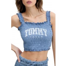 TOMMY JEANS  SMOCK VARSITY BRALETTE ΤΟΠ ΓΥΝΑΙΚΕΙΟ BLUE