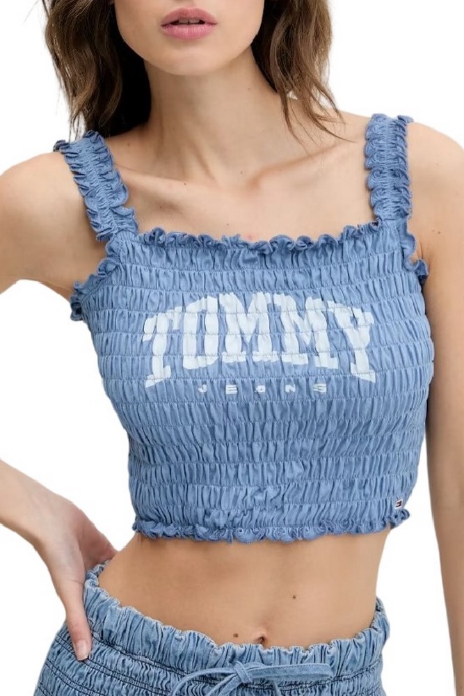 TOMMY JEANS  SMOCK VARSITY BRALETTE ΤΟΠ ΓΥΝΑΙΚΕΙΟ BLUE