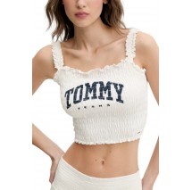 TOMMY JEANS  SMOCK VARSITY BRALETTE ΤΟΠ ΓΥΝΑΙΚΕΙΟ OFF WHITE