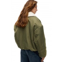 TOMMY JEANS FUR COLLAR UTILITY BOMBER ΜΠΟΥΦΑΝ ΓΥΝΑΙΚΕΙΟ MILITARY GREEN
