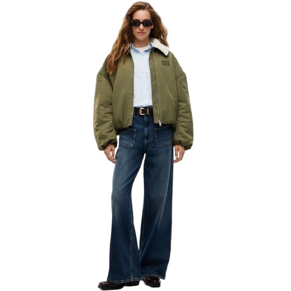 TOMMY JEANS FUR COLLAR UTILITY BOMBER ΜΠΟΥΦΑΝ ΓΥΝΑΙΚΕΙΟ MILITARY GREEN