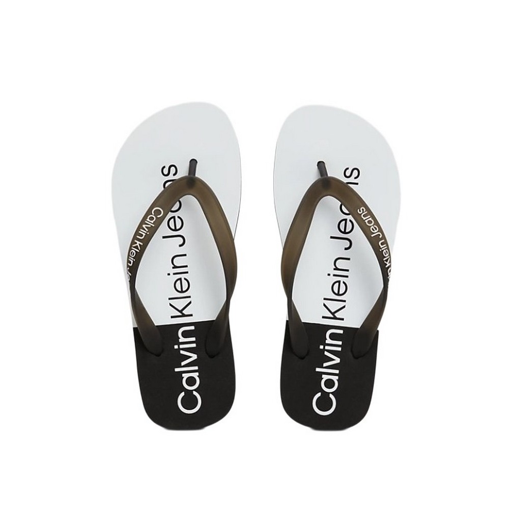 CALVIN KLEIN JEANS BEACH SANDAL FLATFORM MONOLOGO ΠΑΝΤΟΦΛΑ ΓΥΝΑΙΚΕΙΑ BLACK/WHITE