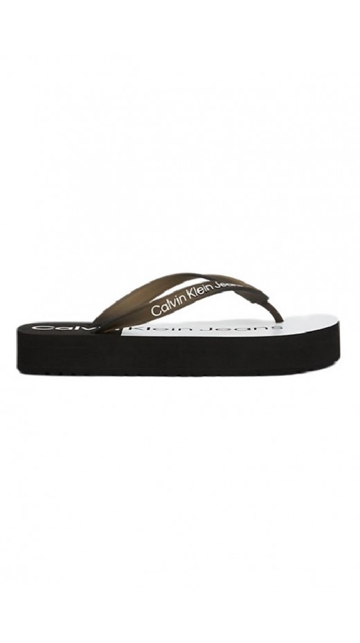 CALVIN KLEIN JEANS BEACH SANDAL FLATFORM MONOLOGO ΠΑΝΤΟΦΛΑ ΓΥΝΑΙΚΕΙΑ BLACK/WHITE