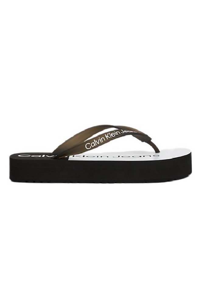 CALVIN KLEIN JEANS BEACH SANDAL FLATFORM MONOLOGO ΠΑΝΤΟΦΛΑ ΓΥΝΑΙΚΕΙΑ BLACK/WHITE