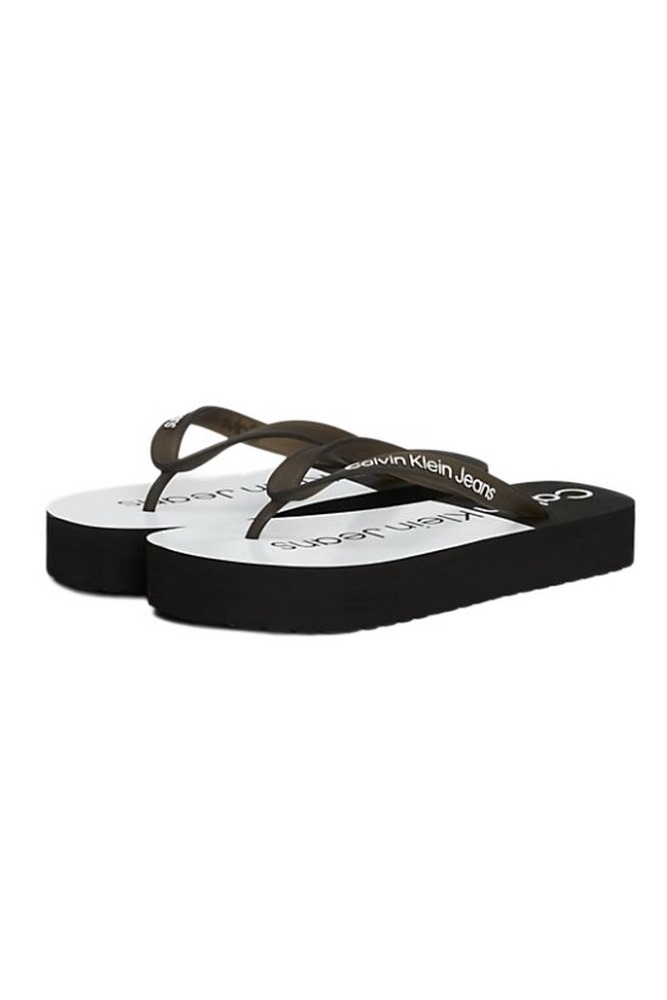 CALVIN KLEIN JEANS BEACH SANDAL FLATFORM MONOLOGO ΠΑΝΤΟΦΛΑ ΓΥΝΑΙΚΕΙΑ BLACK/WHITE