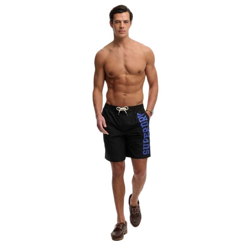 SUPERDRY D2 SDSW LOGO 19 BOARDSHORT ΜΑΓΙΟ ΑΝΔΡΙΚΟ BLACK