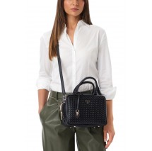 GUESS KORA BOX SATCHEL ΤΣΑΝΤΑ ΓΥΝΑΙΚΕΙΑ BLACK