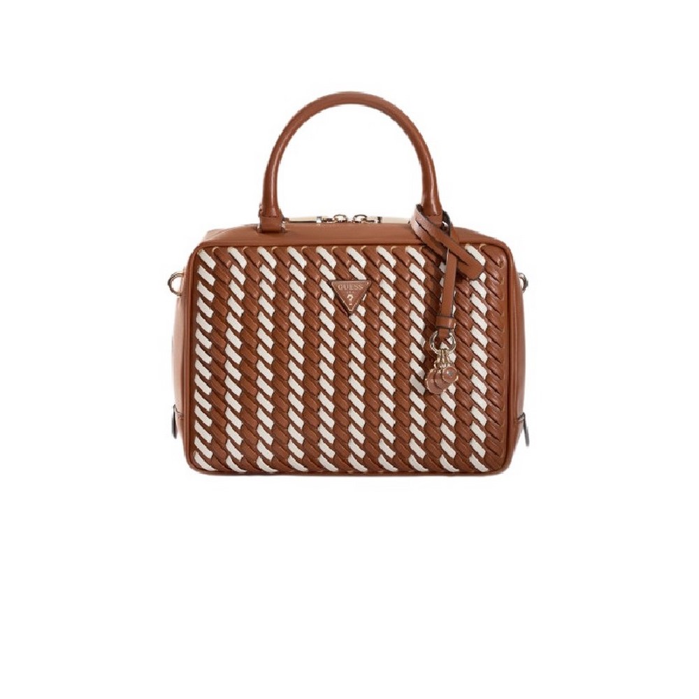 GUESS KORA BOX SATCHEL ΤΣΑΝΤΑ ΓΥΝΑΙΚΕΙΑ CARAMEL
