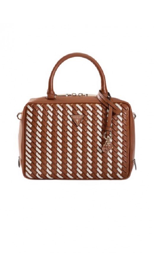 GUESS KORA BOX SATCHEL ΤΣΑΝΤΑ ΓΥΝΑΙΚΕΙΑ CARAMEL