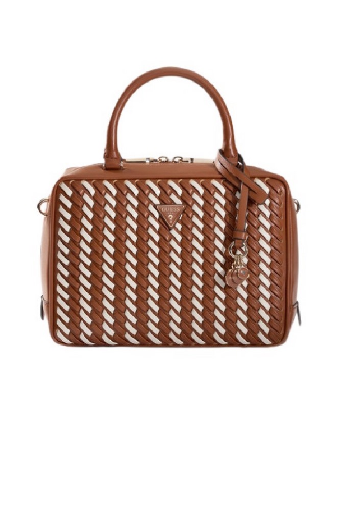 GUESS KORA BOX SATCHEL ΤΣΑΝΤΑ ΓΥΝΑΙΚΕΙΑ CARAMEL