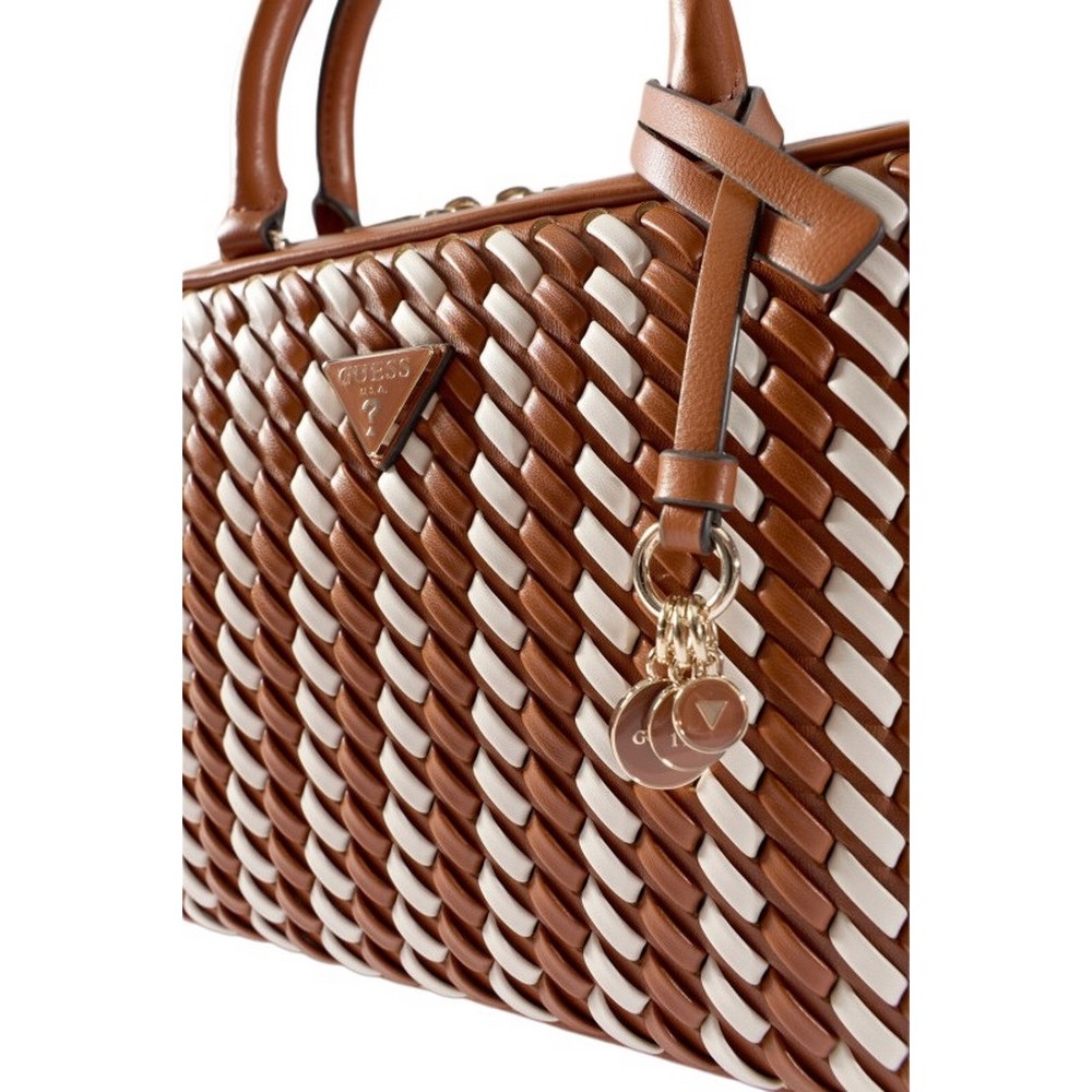 GUESS KORA BOX SATCHEL ΤΣΑΝΤΑ ΓΥΝΑΙΚΕΙΑ CARAMEL