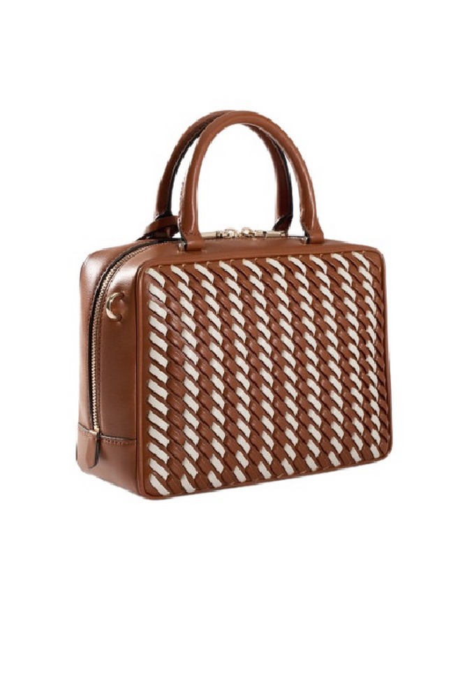 GUESS KORA BOX SATCHEL ΤΣΑΝΤΑ ΓΥΝΑΙΚΕΙΑ CARAMEL