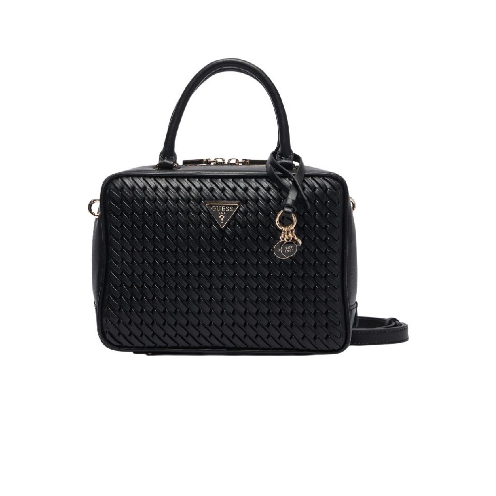 GUESS KORA BOX SATCHEL ΤΣΑΝΤΑ ΓΥΝΑΙΚΕΙΑ BLACK