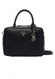 GUESS KORA BOX SATCHEL ΤΣΑΝΤΑ ΓΥΝΑΙΚΕΙΑ BLACK