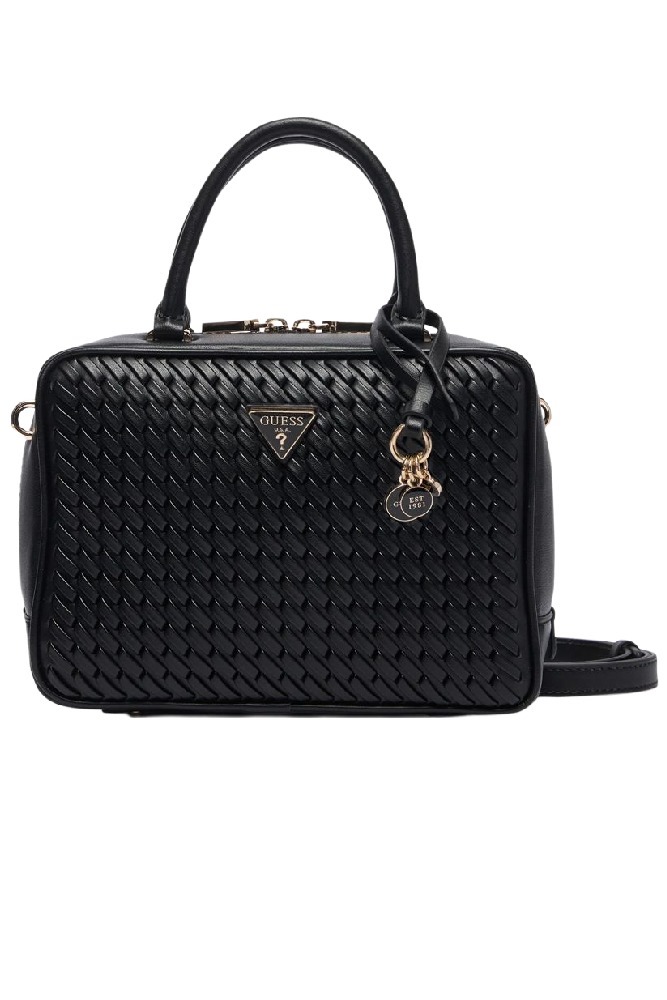 GUESS KORA BOX SATCHEL ΤΣΑΝΤΑ ΓΥΝΑΙΚΕΙΑ BLACK