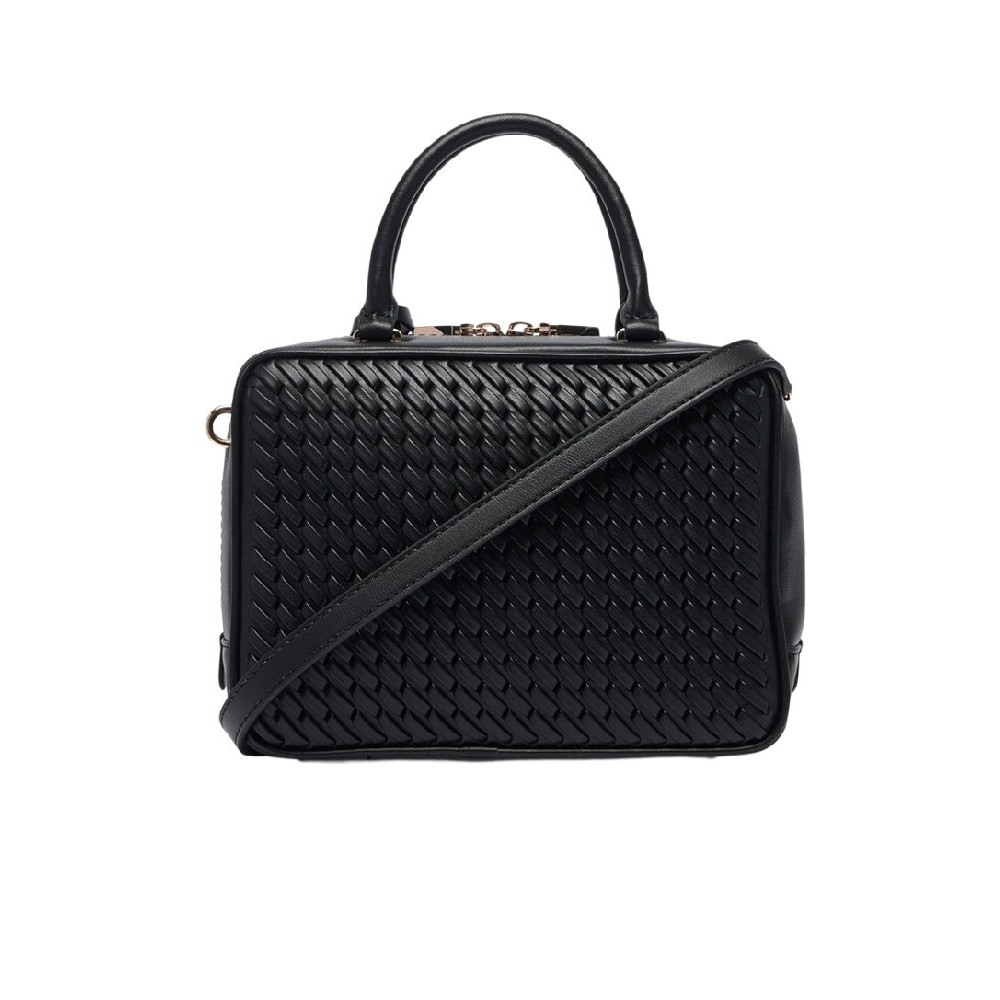 GUESS KORA BOX SATCHEL ΤΣΑΝΤΑ ΓΥΝΑΙΚΕΙΑ BLACK
