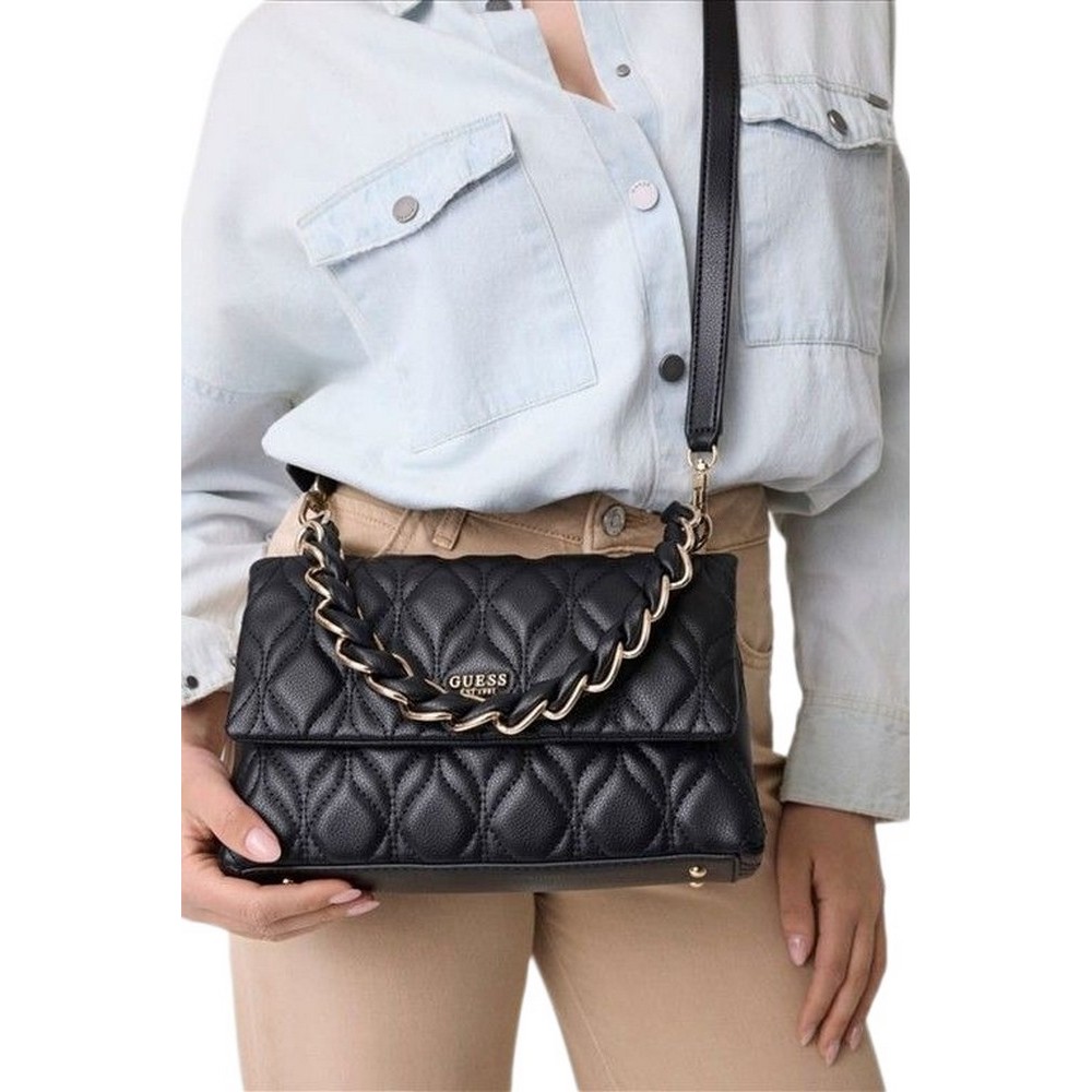 GUESS MAXINE FLAP CROSSBODY ΤΣΑΝΤΑ ΓΥΝΑΙΚΕΙΑ BLACK
