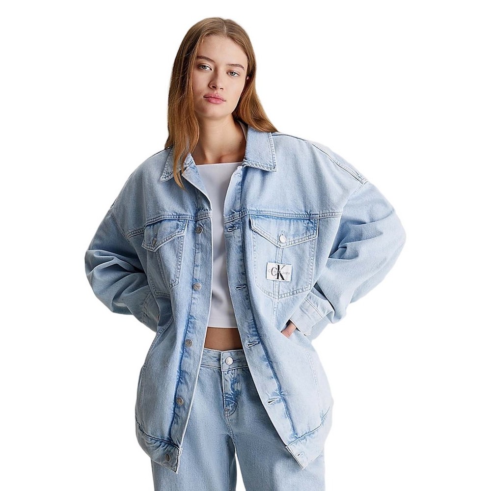 CALVIN KLEIN JEANS EXTREME OVERSIZE DENIM JACKET ΜΠΟΥΦΑΝ ΓΥΝΑΙΚΕΙΟ DENIM LIGHT