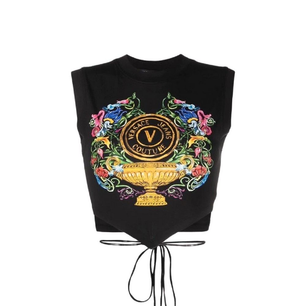 VERSACE JEANS COUTURE V-EMBLEM GARDEN ORGANIC JERSEY STRETCH ΜΠΛΟΥΖΑ ΓΥΝΑΙΚΕΙΑ BLACK