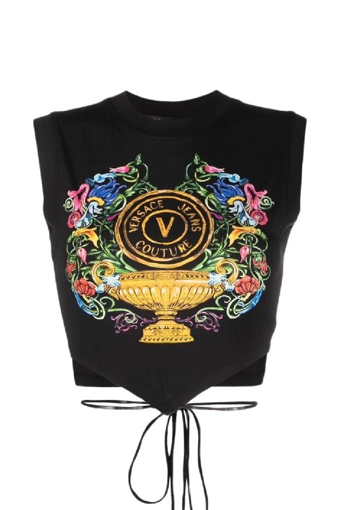 VERSACE JEANS COUTURE V-EMBLEM GARDEN ORGANIC JERSEY STRETCH ΜΠΛΟΥΖΑ ΓΥΝΑΙΚΕΙΑ BLACK
