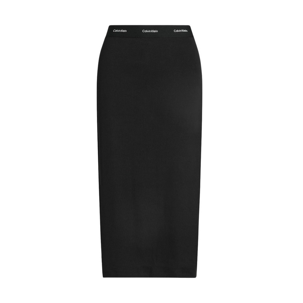 CALVIN KLEIN JEANS 2X2 BABY RIB LOGO MIDI SKIRT ΦΟΥΣΤΑ ΓΥΝΑΙΚΕΙΑ BLACK