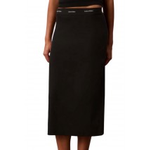 CALVIN KLEIN JEANS 2X2 BABY RIB LOGO MIDI SKIRT ΦΟΥΣΤΑ ΓΥΝΑΙΚΕΙΑ BLACK