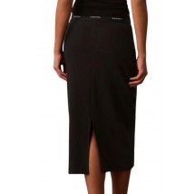 CALVIN KLEIN JEANS 2X2 BABY RIB LOGO MIDI SKIRT ΦΟΥΣΤΑ ΓΥΝΑΙΚΕΙΑ BLACK