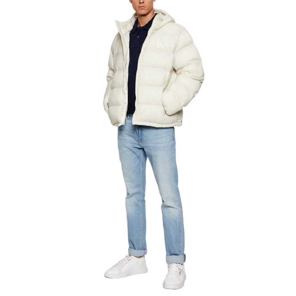 CALVIN KLEIN JEANS LS NYLON MONOGRAM PUFFER JKT ΜΠΟΥΦΑΝ ΑΝΔΡΙΚΟ ECRU