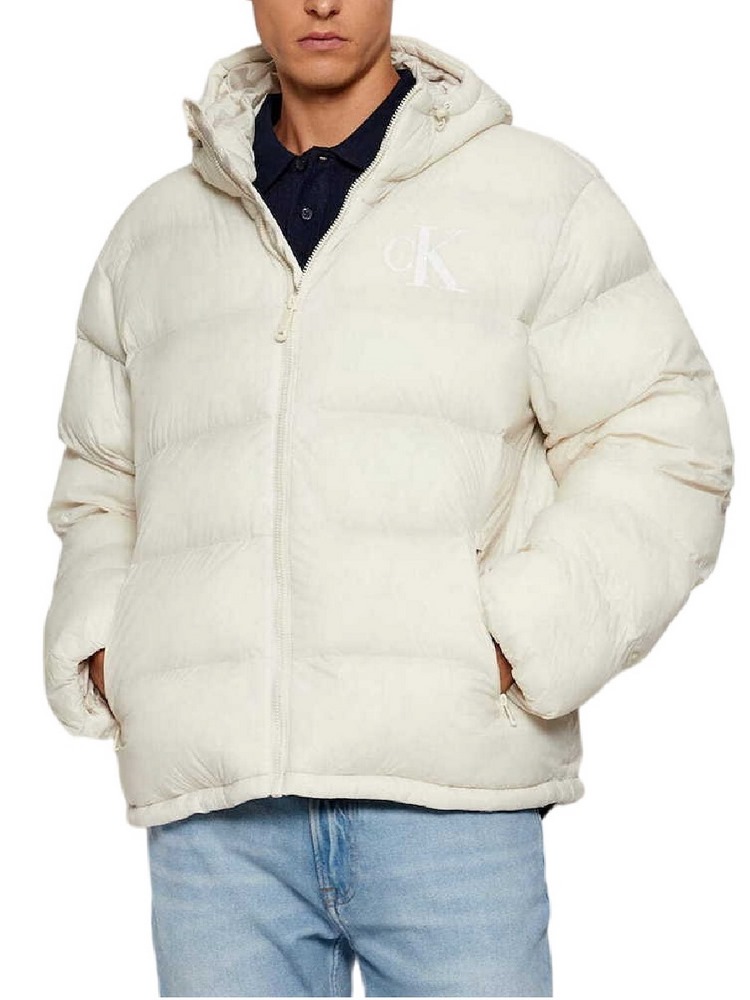 CALVIN KLEIN JEANS LS NYLON MONOGRAM PUFFER JKT ΜΠΟΥΦΑΝ ΑΝΔΡΙΚΟ ECRU