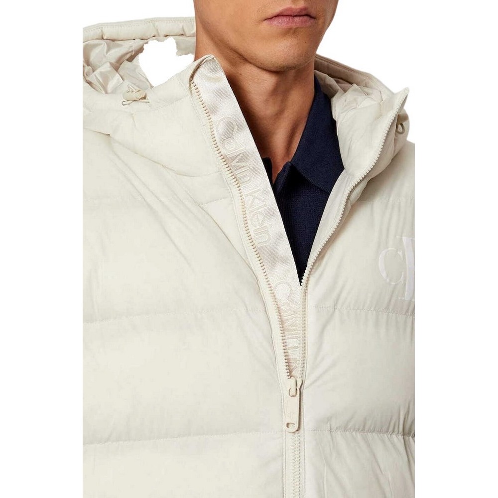CALVIN KLEIN JEANS LS NYLON MONOGRAM PUFFER JKT ΜΠΟΥΦΑΝ ΑΝΔΡΙΚΟ ECRU
