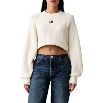TOMMY JEANS CROP BADGE SWEATER ALPACA ΜΠΛΟΥΖΑ ΠΛΕΚΤΗ ΓΥΝΑΙΚΕΙΑ OFF WHITE