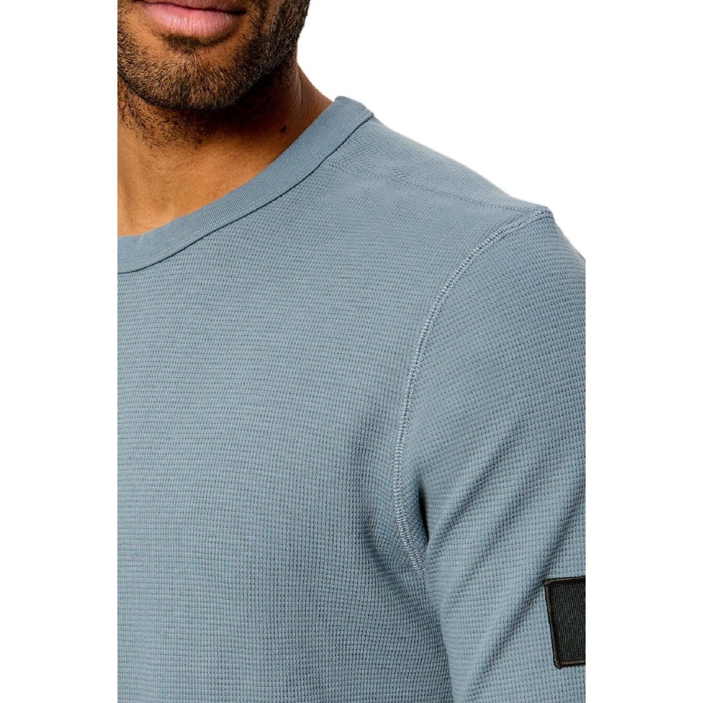 CALVIN KLEIN JEANS WAFFLE BADGE CREWNK TEE ΜΠΛΟΥΖΑ ΜΑΚΡΥΜΑΝΙΚΗ ΑΝΔΡΙΚΗ STEEL GRAY