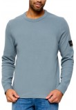 CALVIN KLEIN JEANS WAFFLE BADGE CREWNK TEE ΜΠΛΟΥΖΑ ΜΑΚΡΥΜΑΝΙΚΗ ΑΝΔΡΙΚΗ STEEL GRAY