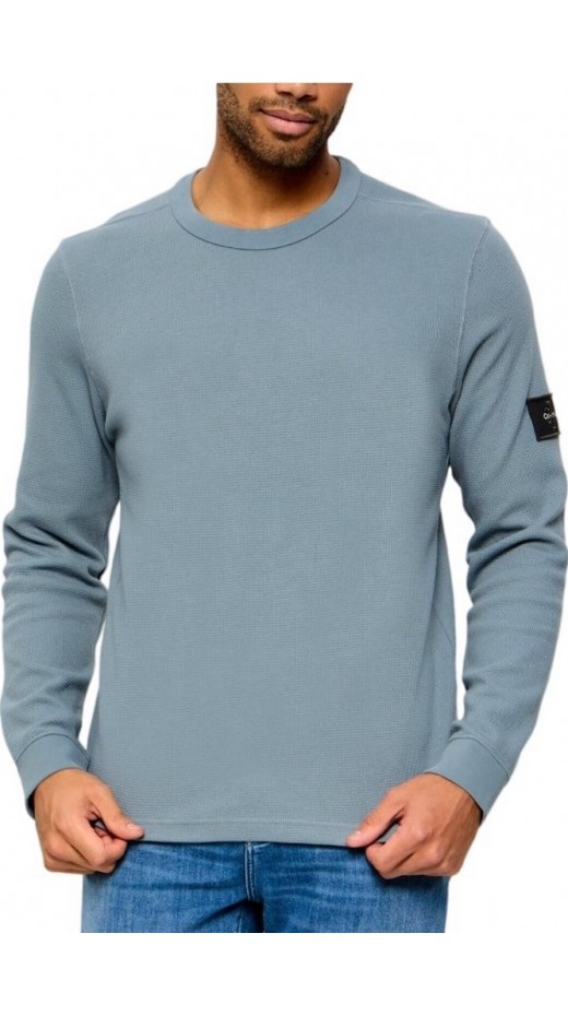 CALVIN KLEIN JEANS WAFFLE BADGE CREWNK TEE ΜΠΛΟΥΖΑ ΜΑΚΡΥΜΑΝΙΚΗ ΑΝΔΡΙΚΗ STEEL GRAY