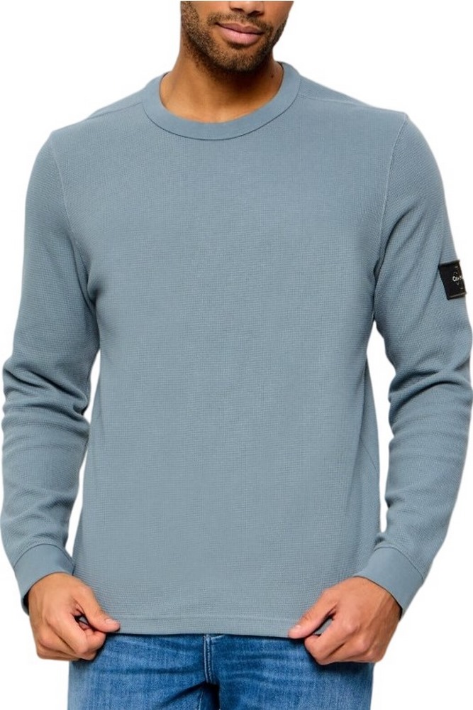 CALVIN KLEIN JEANS WAFFLE BADGE CREWNK TEE ΜΠΛΟΥΖΑ ΜΑΚΡΥΜΑΝΙΚΗ ΑΝΔΡΙΚΗ STEEL GRAY