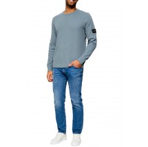 CALVIN KLEIN JEANS WAFFLE BADGE CREWNK TEE ΜΠΛΟΥΖΑ ΜΑΚΡΥΜΑΝΙΚΗ ΑΝΔΡΙΚΗ STEEL GRAY