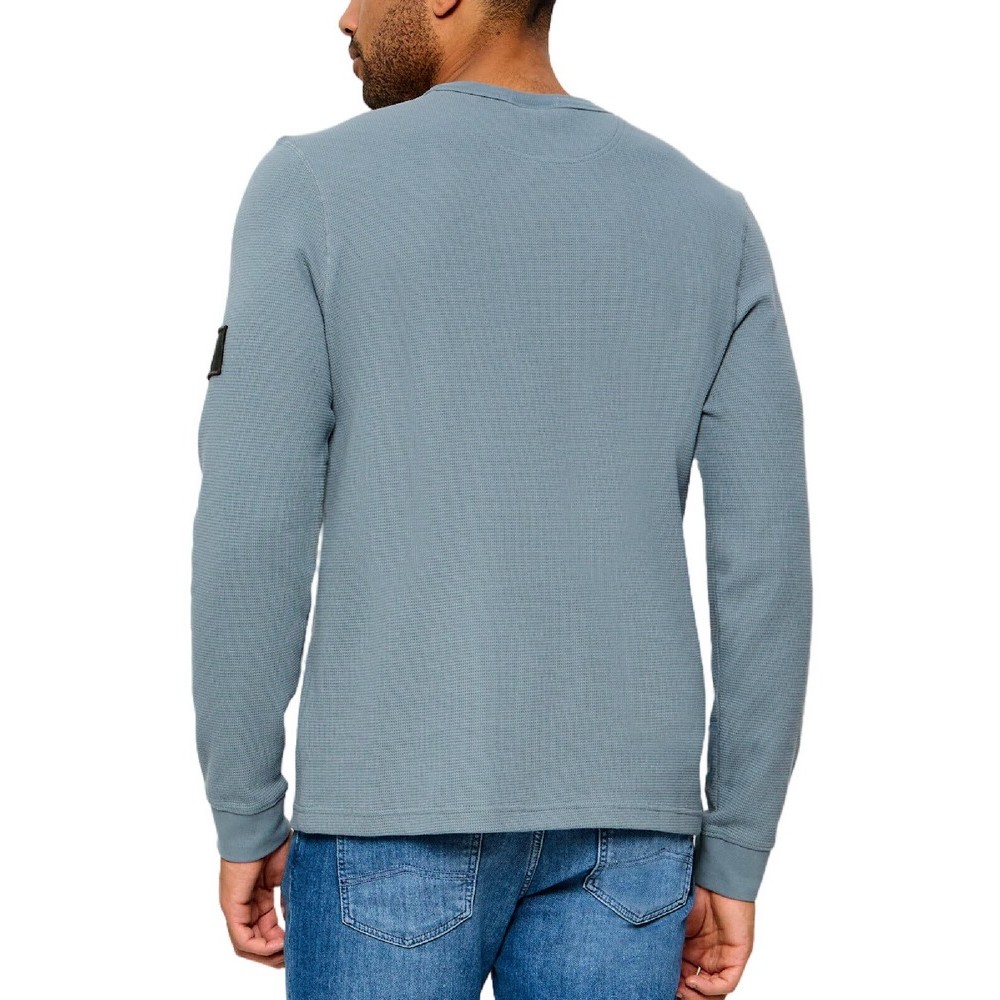 CALVIN KLEIN JEANS WAFFLE BADGE CREWNK TEE ΜΠΛΟΥΖΑ ΜΑΚΡΥΜΑΝΙΚΗ ΑΝΔΡΙΚΗ STEEL GRAY